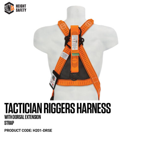 H201-DRSE LINQ Tactician Riggers Harness With Dorsal Extension Strap on Dummy BACK