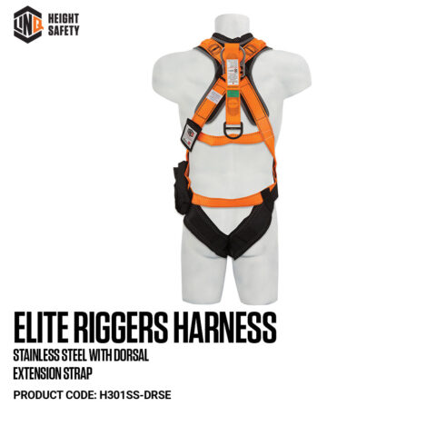 H301SS-DRSE LINQ Elite Riggers Harness With Dorsal Extension Strap on Dummy