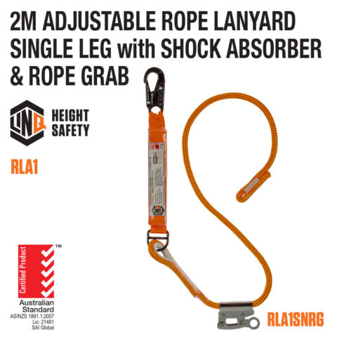 Adjustable Single Rope Lanyard RLA1SNRG