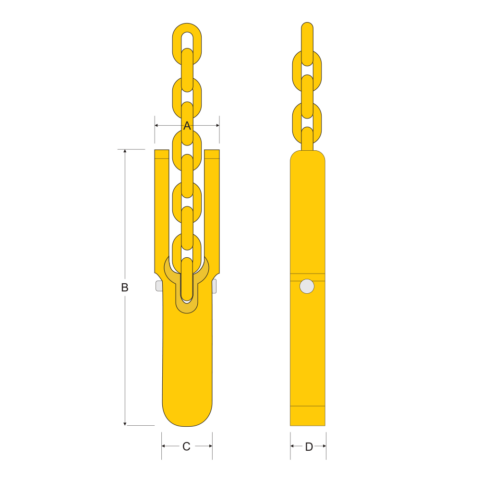Toggle Type Pipe Lifter with 8mm x 1m Chain Sling spec drawing